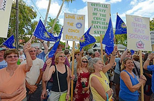 Protesters in the island republic, whose motto is "We seceded where others failed."